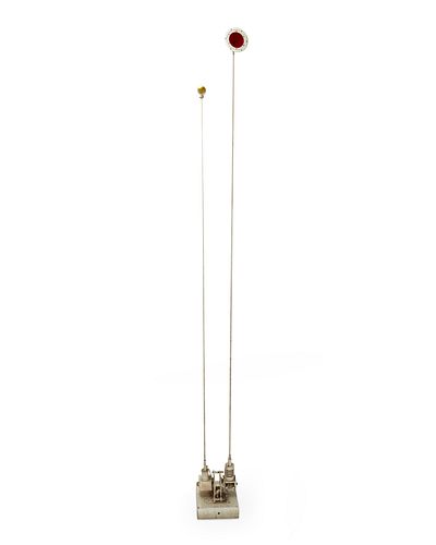 Panayiotis "Takis" Vassilakis (1925-2019), "Signal," Steel and found objects, electrified. 113" H x 10" W x 10.125" D