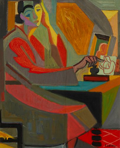 Andre Lhote (1885-1962), "Portrait de Femme," Oil on canvas, 18" H x 15" W