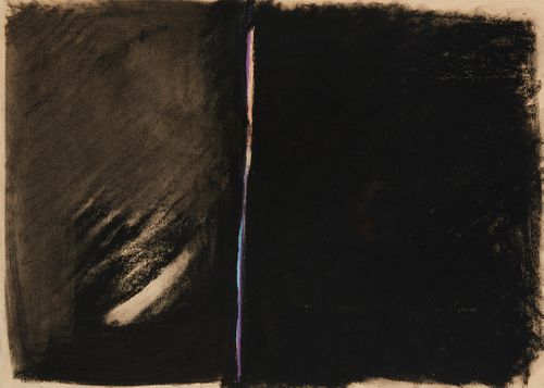 Mary Lovelace O'Neal (b. 1942), "Art While Silver" from the "Lampblack Series," circa 1974, Mixed media on paper, Image: 15.5" H x 21.75" W; Sheet: 18
