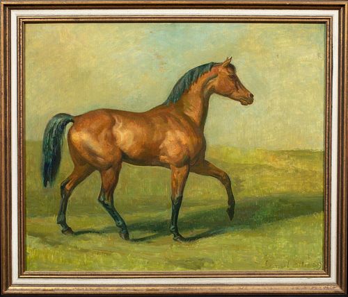 HORSE PORTRAIT OF A BAY HUNTER OIL PAINTING