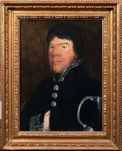 PORTRAIT OF A FRENCH HUSSAR OFFICER OIL PAINTING