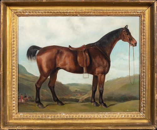  PORTRAIT OF AN UNMOUNTED HORSE OIL PAINTING