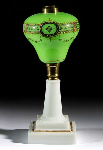 CONTINENTAL OPALINE GLASS KEROSENE STAND LAMP