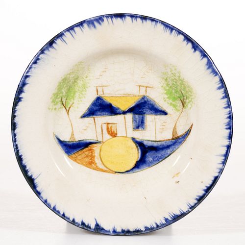 ENGLISH SHELL EDGE HAND-PAINTED CUP PLATE