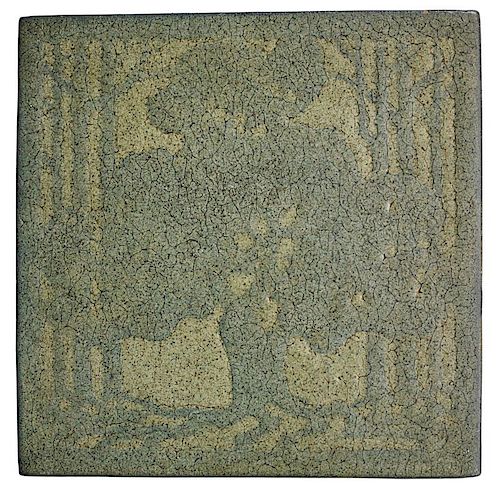 MARBLEHEAD Trivet tile with stylized oak tree