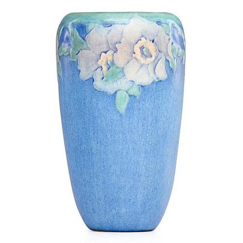 SADIE IRVINE; NEWCOMB COLLEGE Vase w/ roses