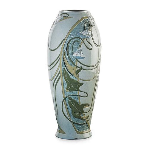 FREDERICK RHEAD; ROSEVILLE Tall Della Robbia vase