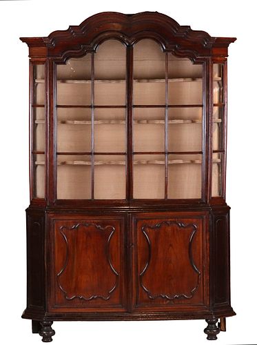 Dutch Figured Walnut Bookcase Cabinet