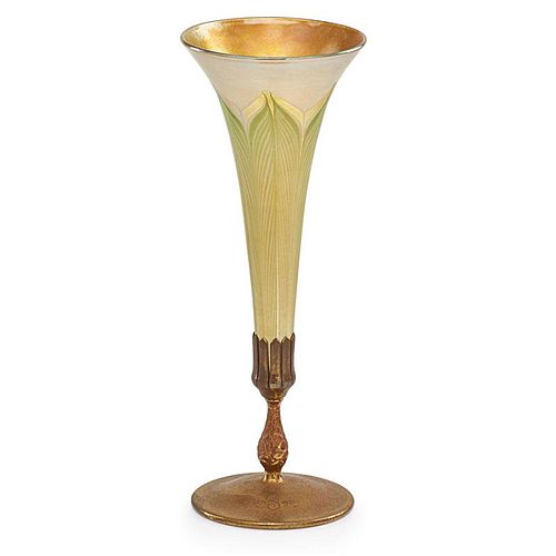 TIFFANY STUDIOS Favrile pulled-feather vase