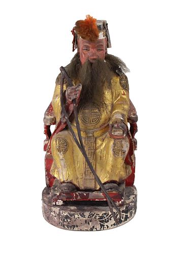 Chinese Carved and Painted Tu Di Gong Figure