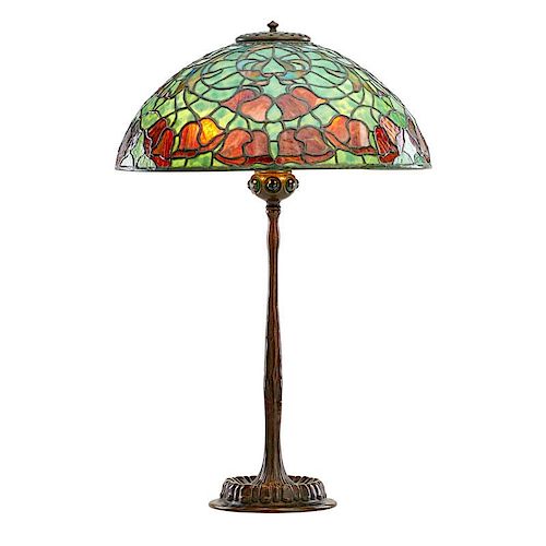 TIFFANY STUDIOS Bellflower table lamp, "jewelled"