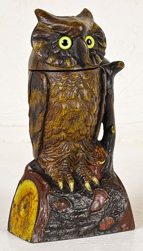 J. & E. Stevens Co. cast iron Owl Turns Head mech