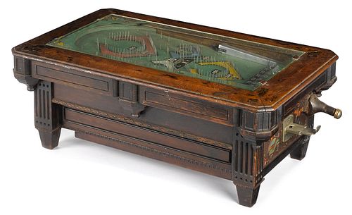 Walnut Coin-op Dutch Pool table top game, ca. 1