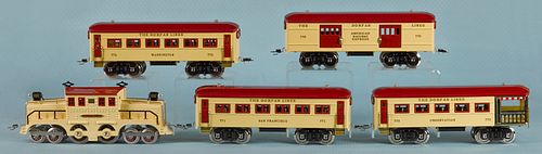 Reproduction Dorfan Lines five-piece train set, t