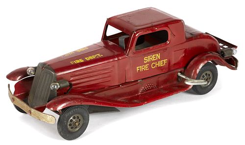 Marx tin wind-up Siren Fire Chief car, 14 1/2''