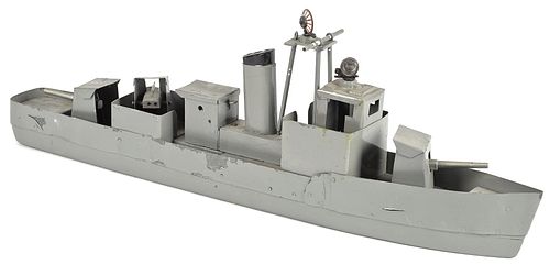 Painted tin, wood and plastic model of a US Navy