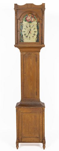 AMERICAN PAINT-DECORATED PINE TALL-CASE CLOCK
