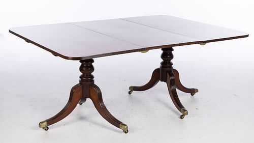 Regency Mahogany Two Pedestal Dining Table, 19th C
