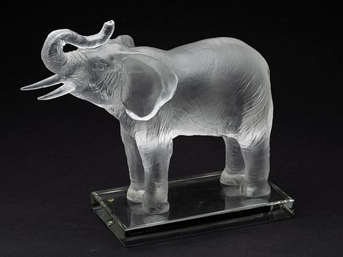 Pate De Verre Elephant Signed Faberge, For Daum