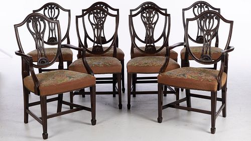 8 George III Style Shield Back Dining Chairs