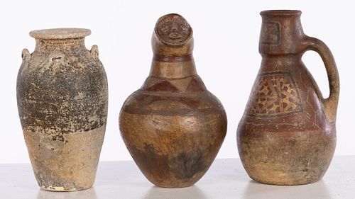 Group of Two African Ceramic Vessels and Another