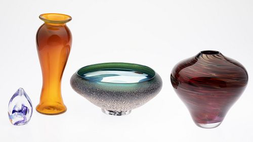 Michell Kaptur Vase & Bowl, a Vase & Paperweight