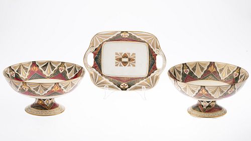 Pair of Alhambra Austrian Footed Bowls and Plate