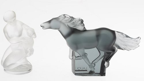Lalique Gray Horse and Nude Figure with Lamb