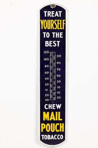 Vintage Tobacco Advertising Sign with Thermometer