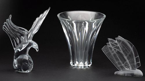 3 Glass Articles including Baccarat and Lalique