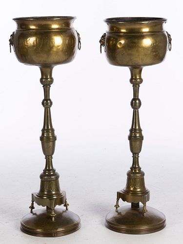 Pair of Brass Plant Stands