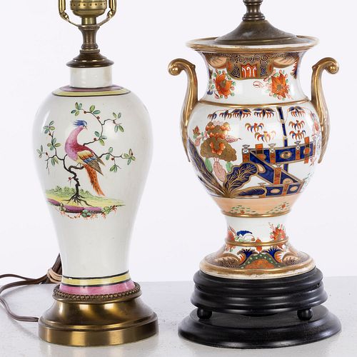 Two English Porcelain Vases, Mounted as Lamps