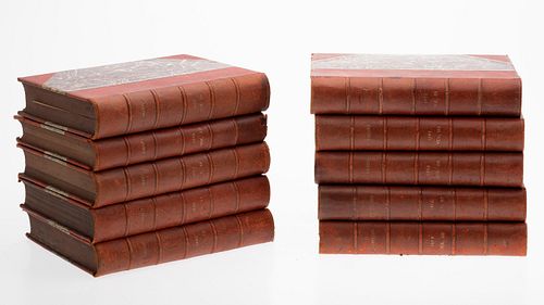 Set of 10 Portuguese Leatherbound Books