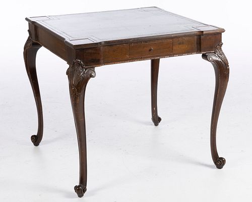 George II Style Leather Inset Card Table, 20th C