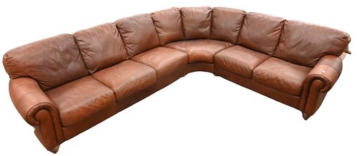 Leather Upholstered L-Shaped Sectional Sofa