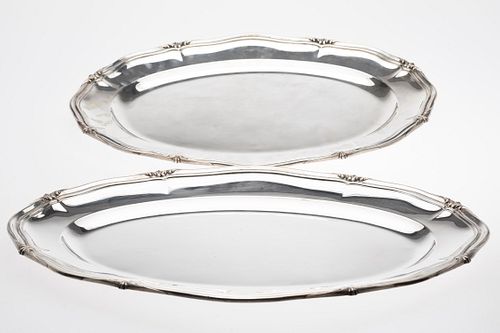 2 Mon Odiot Graduated Sterling Silver Serving Trays