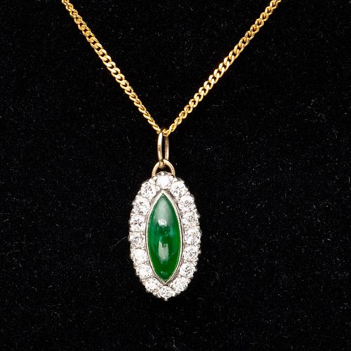 18K, Jade, and Diamond Pendant Necklace