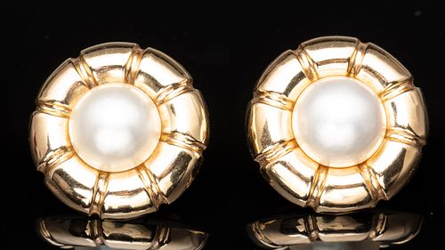 Mabe Pearl and 14K Gold Earrings
