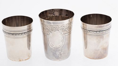 3 French Sterling Silver Cups Including Paul Massat