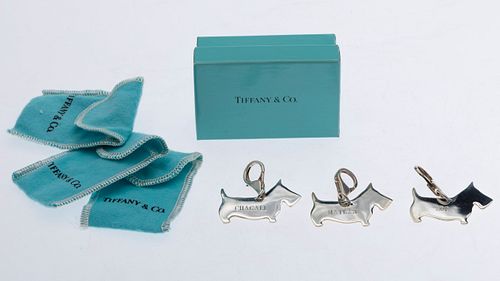 3 Tiffany Sterling Silver Dog Keychains