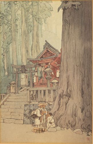 Yoshida (1876-1950), Misty Day in Nikko, Woodblock