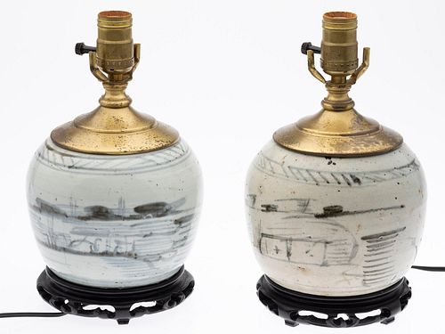 Two Chinese Ginger Jars Now Mounted as Lamps