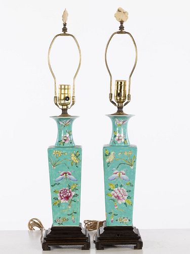 Pair of Chinese Turquoise Vases Now Mounted as Lamps