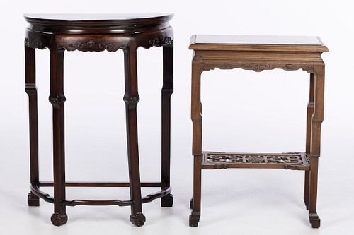 Chinese Hardwood Side Table and Another 