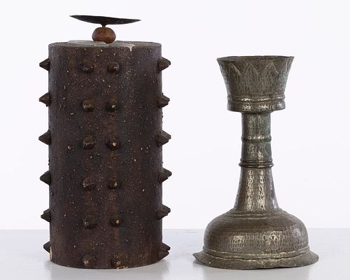 Yemen Metal Candlestand & Another Spiked Candlestand