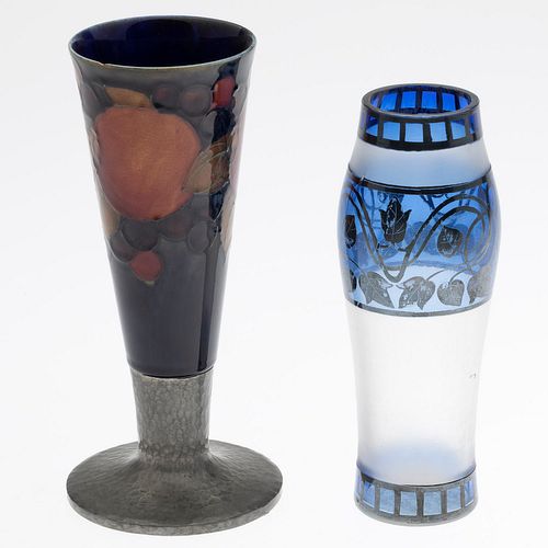 Moorcroft Pomegranate Vase & Art Nouveau Glass Vase