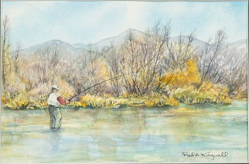 Fred Kingwill (b. 1943), Western Fishing Scene, W/C