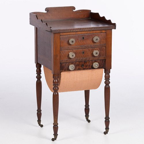 Federal Curly Maple Sewing Table, c. 1810