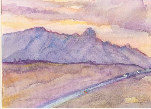 Megan Seel, Western Landscape Scene, Watercolor