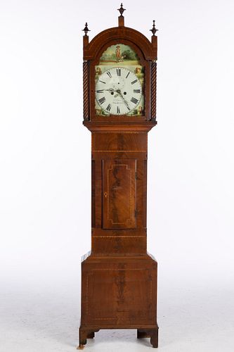 Welsh Inlaid Mahogany Long Case Clock, 19th C